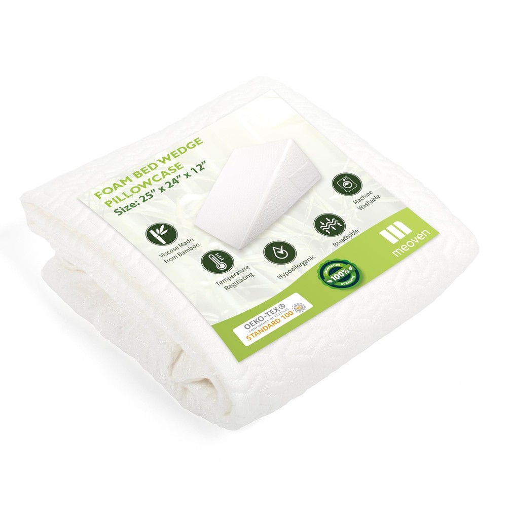 Hypoallergenic Wedge Pillow Cover for 25x24x12 Bed Wedge Replacement