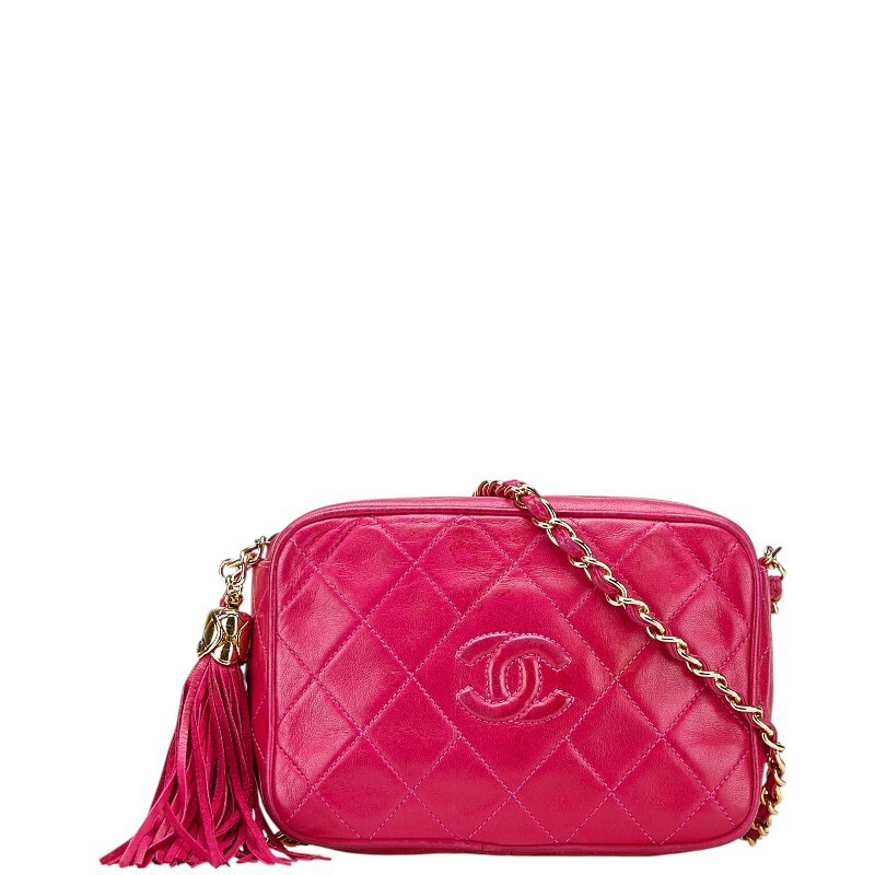 Chanel Coco Mark Matelasse Pink Lambskin Tassel Chain Shoulder Bag 786682