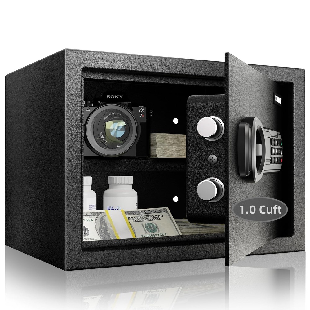1.0 cu ft digital safe box for documents with electronic keypad and removable shelf