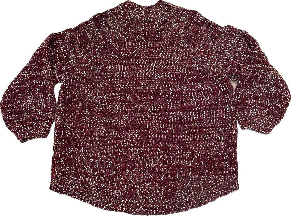 CJ Banks Colorful Knit Tunic Sweater Colorful Detail 3X NEW 3XL XXXL Maroon