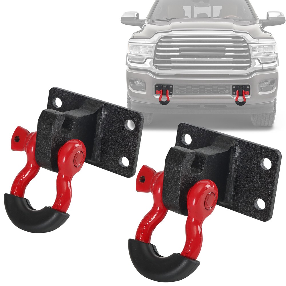 2010-2020 Dodge Ram 2500/3500 Heavy-Duty Front Tow Hook Mount Bracket with D-Ring Shackles