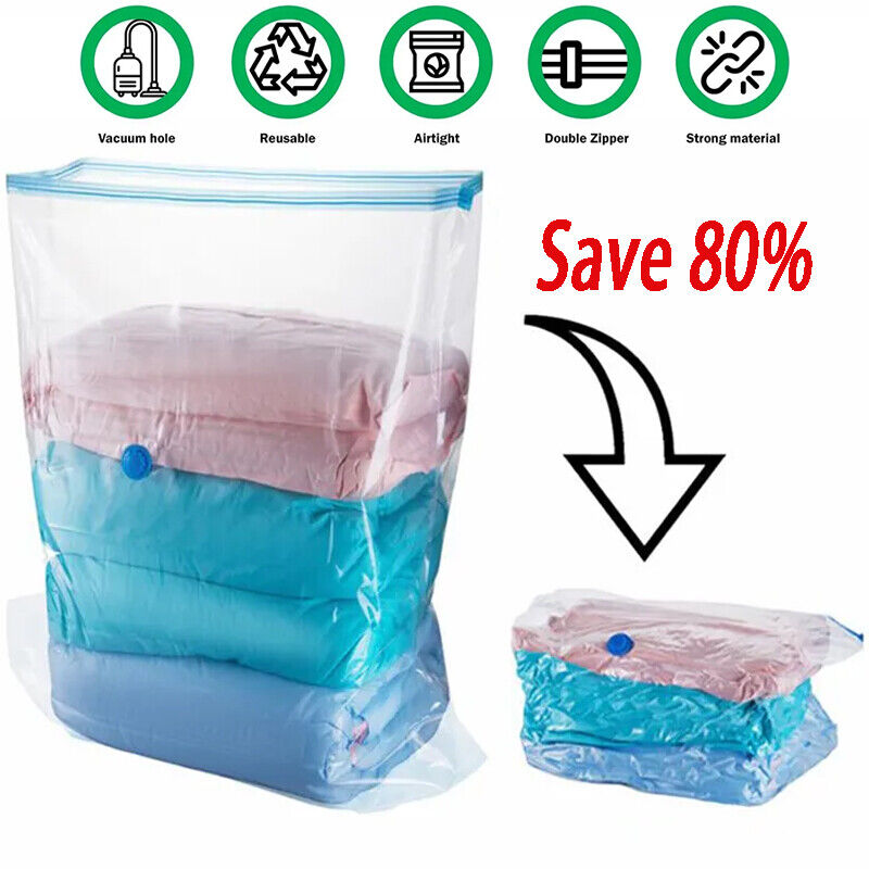 5/10 Pack Vacuum Storage Bags Space Saver Seal Clear Compression Bag Organizer