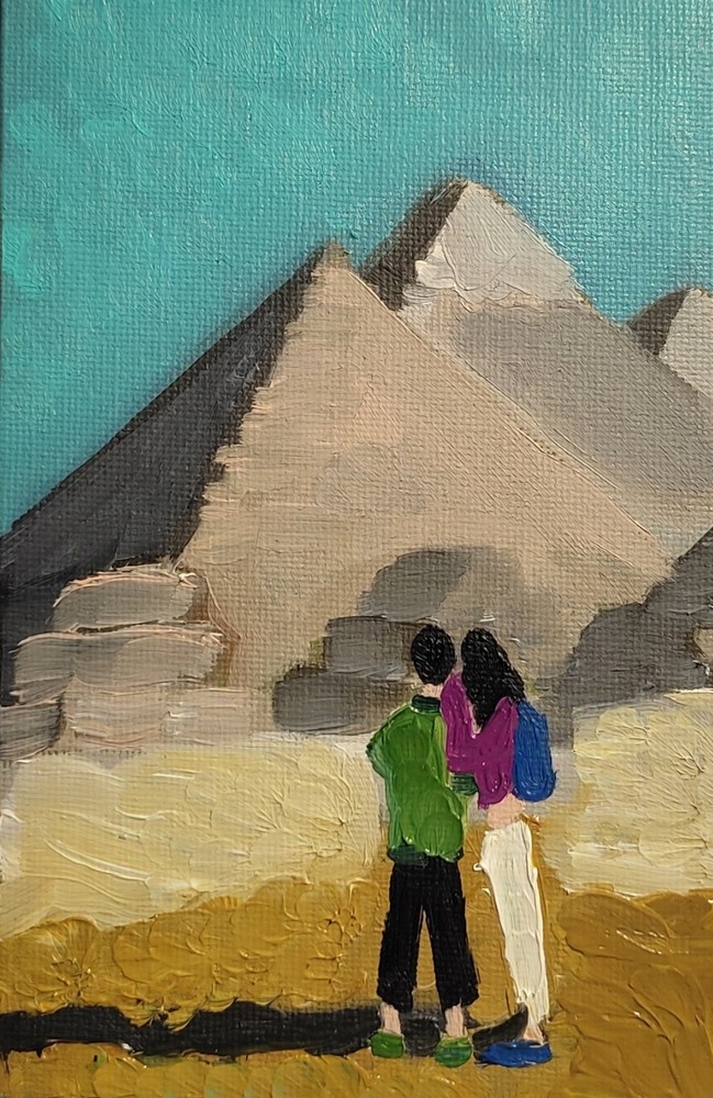 Cairo Egypt Original Oil Painting 6''x4'' 10x15cm Miniature Artwork