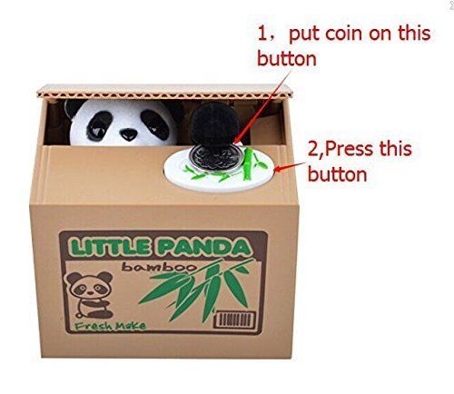 Automated Itazura Stealing Panda Coins Piggy Bank Money Saving Box Case Gift-image
