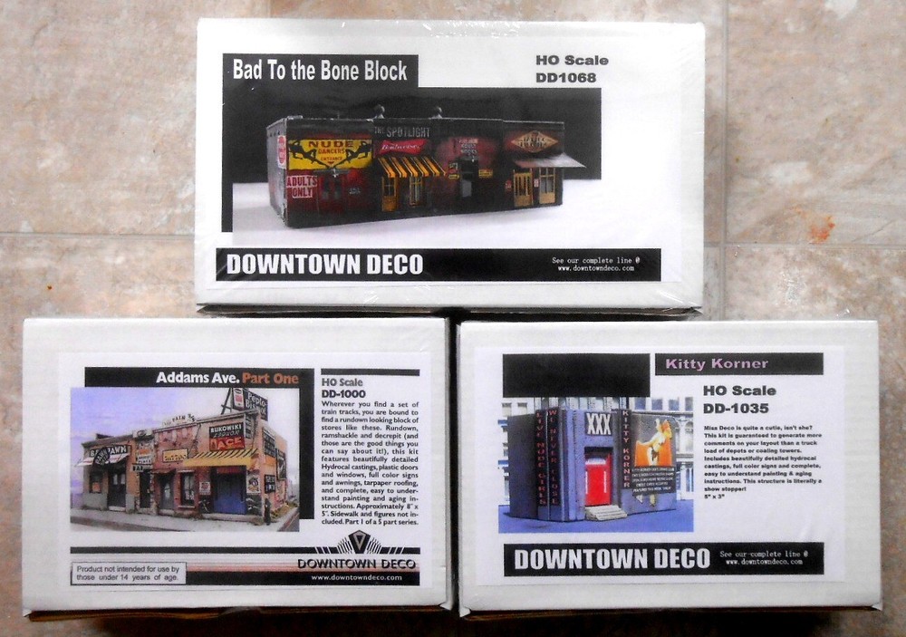Downtown Deco HO Scale Special Priced 3 Building kit lot Kitty Addams Bad 2 Bone