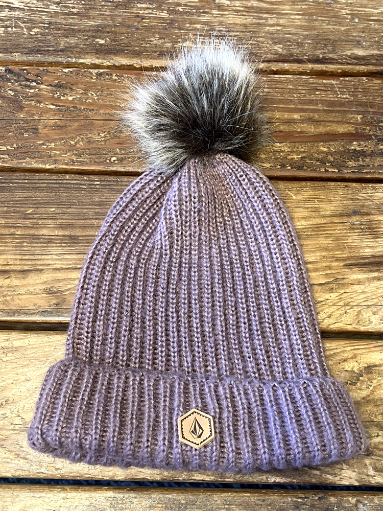 Volcom Knit Beanie with Fuzzy PomPom