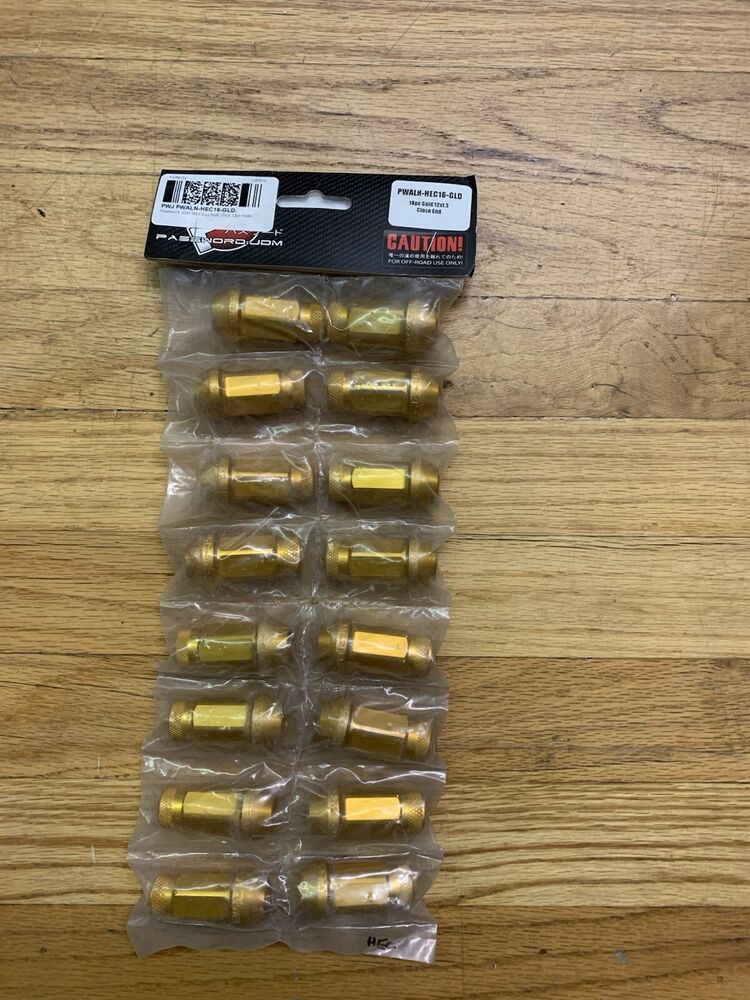 Password JDM Gold Lug Nuts Closed Ended 16pc 12x1.5 Universal - PWALN-HEC16-GLD-image