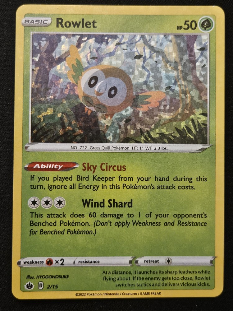 Rowlet 2/15 McDonald’s Match Battle Confetti Holo Promo Pokémon TCG 2022 NM
