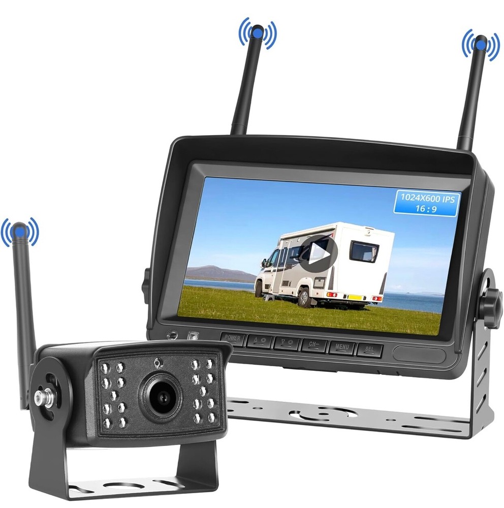 TURRIDU Backup Camera No Wiring, Waterproof 120° Wide-Angle Backup Camera with 7