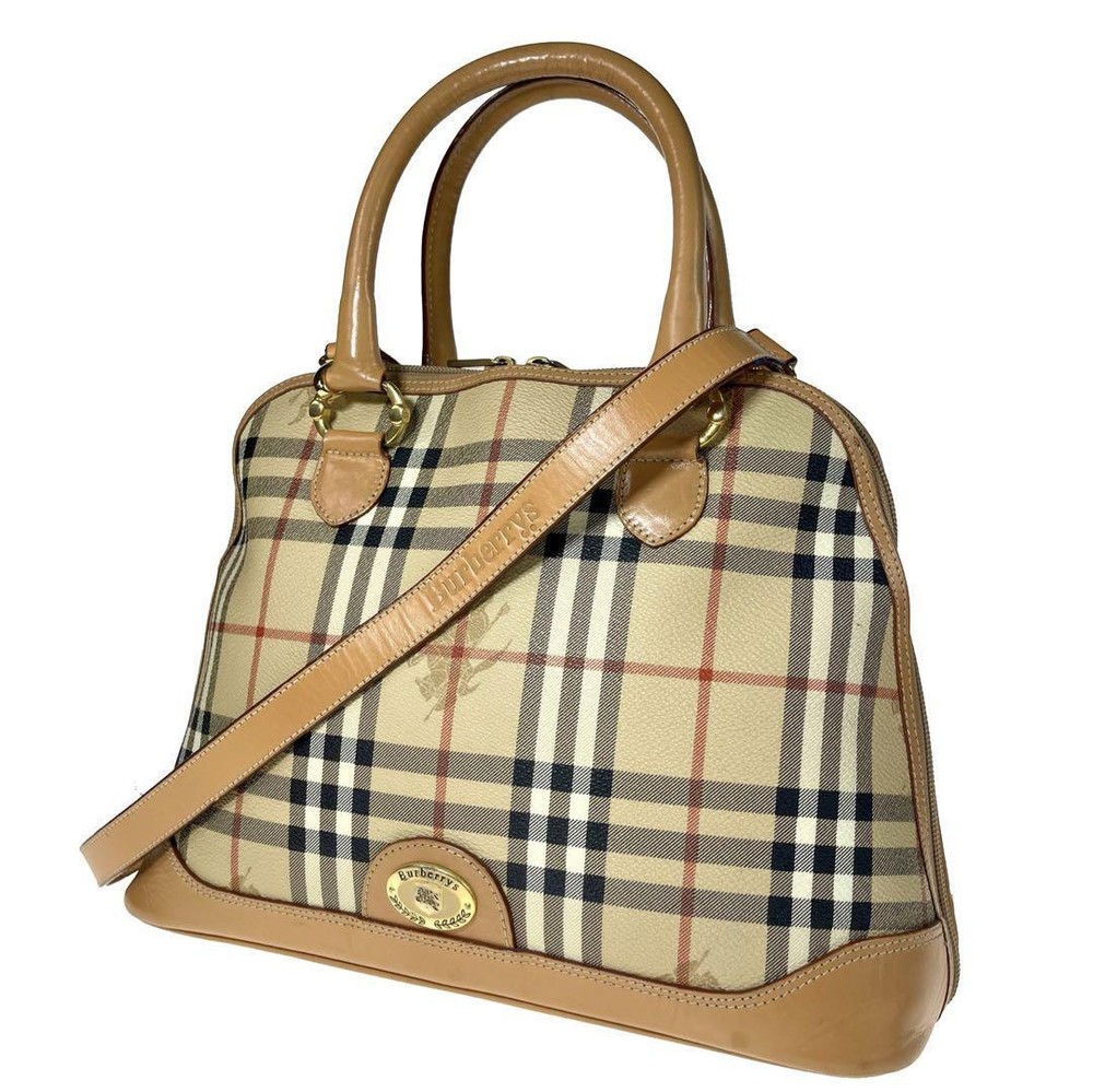 Burberry Shoulder Bag 2way Nova Check Canvas Brown Authentic F1007437