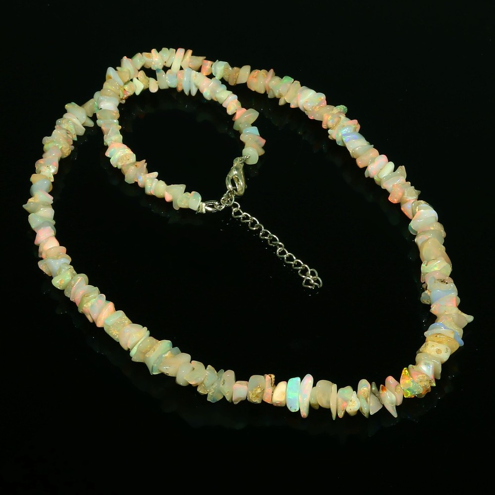 Opal Beads White Uncut Opal Rainbow Fire Opal Natural Opal Beaded Necklace 345