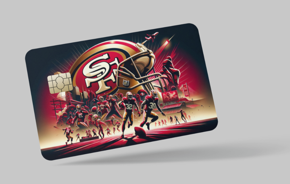San Francisco 49ers , NFL , 2 pc credit card skin & DEBIT CARD,TROLLEY & GYM