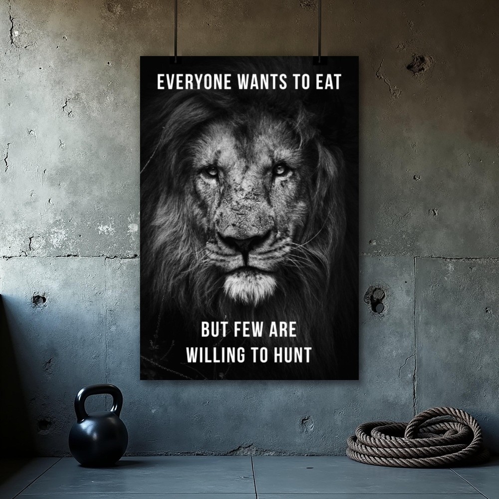 Lion Motivational Poster for Gym and Office Wall Art