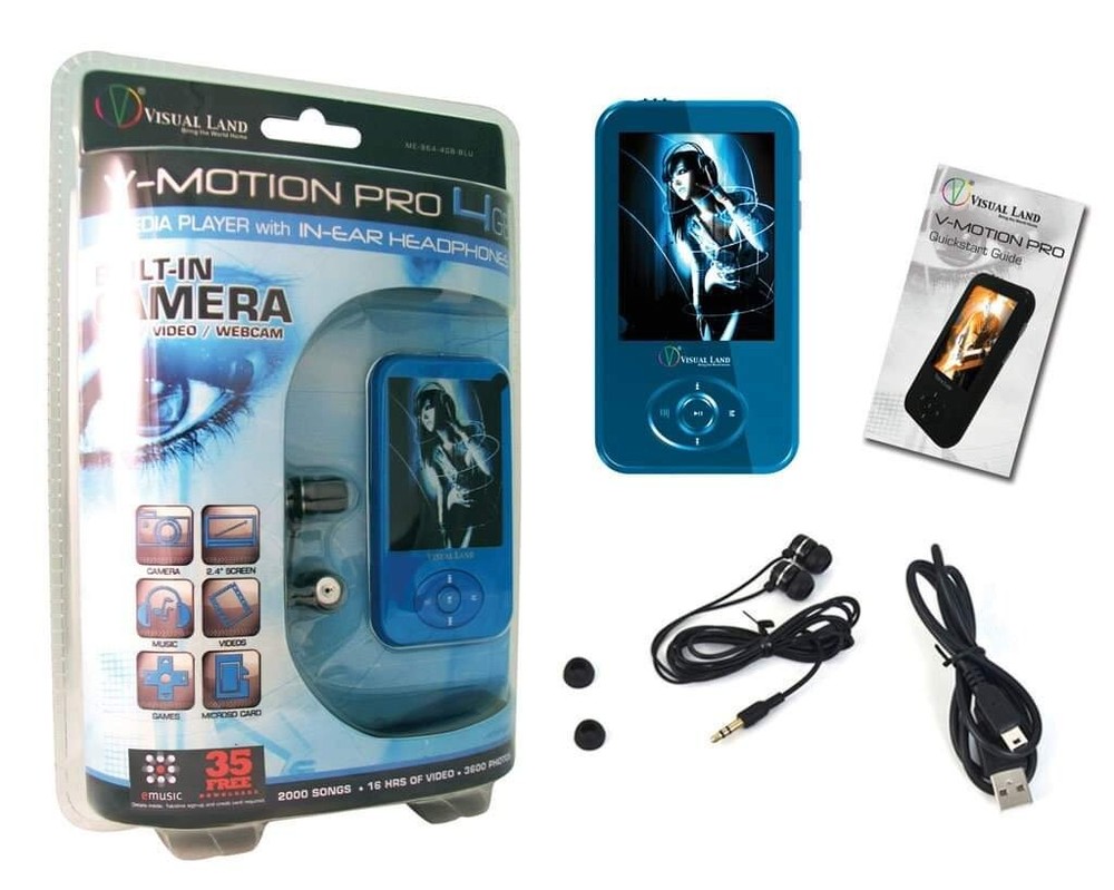 Visual Land V - Motion Pro 4GB MediaPlayer With In Ear Headphone Built-In Camera-image