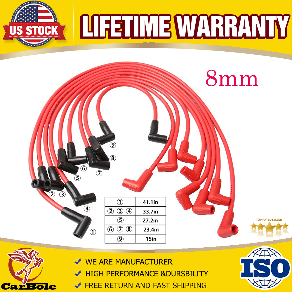 8PCS High Performance Spark Plug Wires Set For Buick Chevy GMC SBC HEI 8mm US