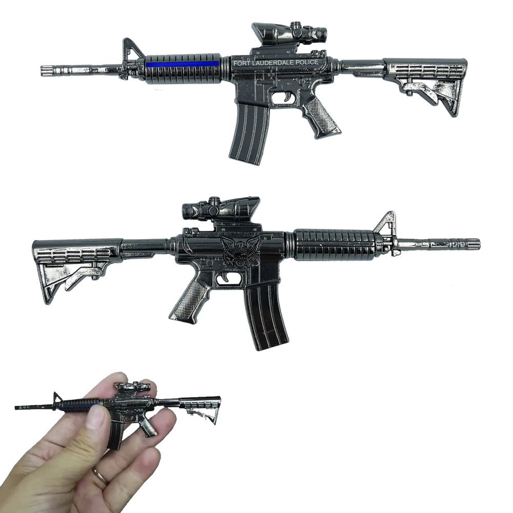 Fort Lauderdale Police M4 Thin Blue Line Police Challenge Coin (4.5 inch) EL9-00