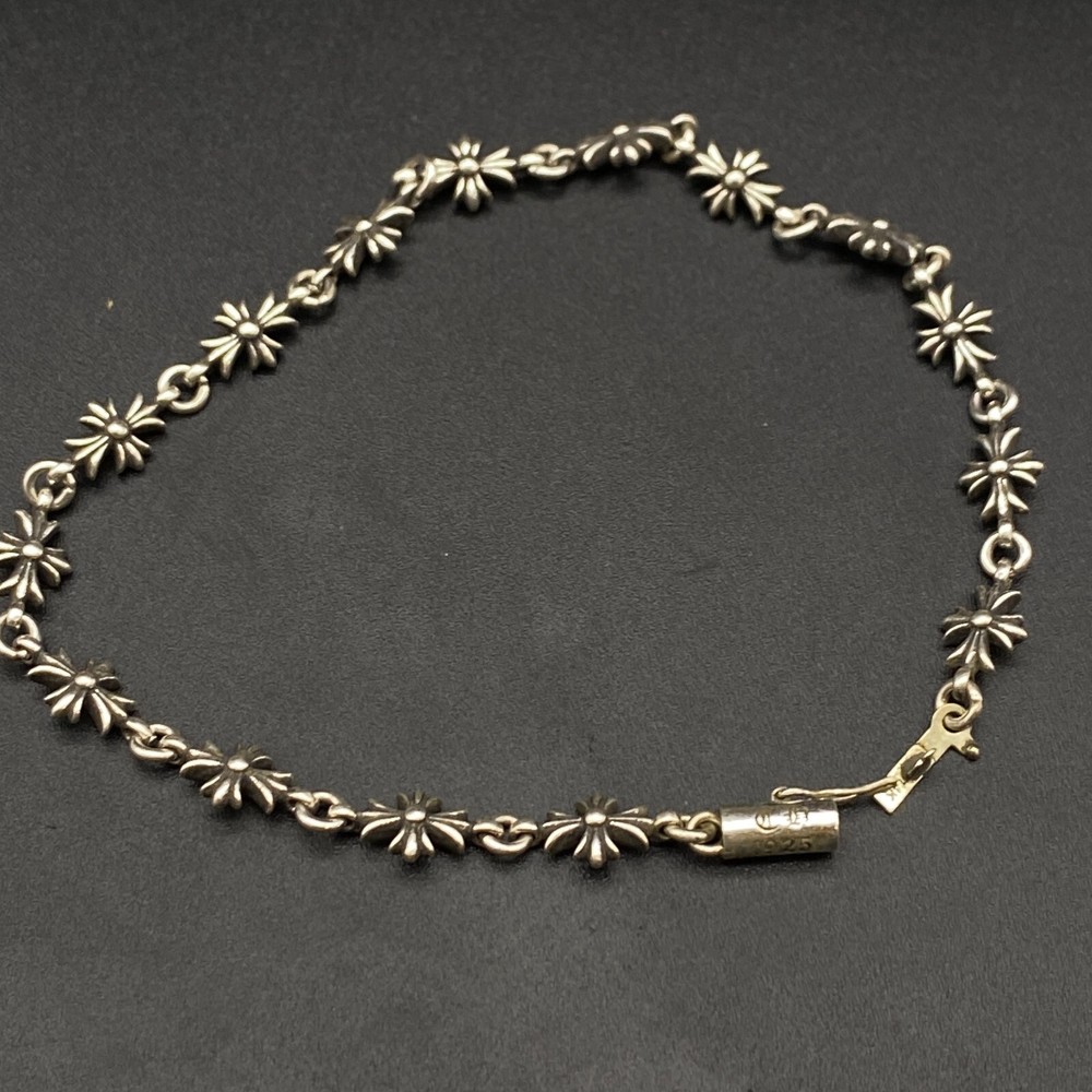 Chrome hearts Silver cross flower bracelet 14K gold