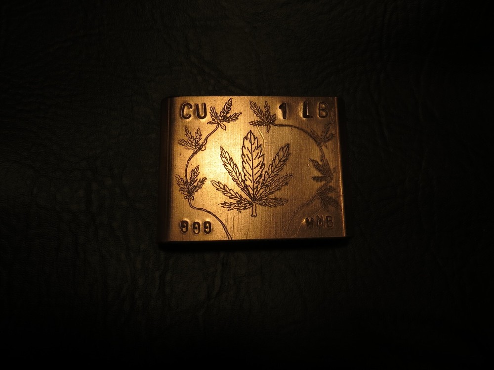 hand engraved 1 pound copper bar .999