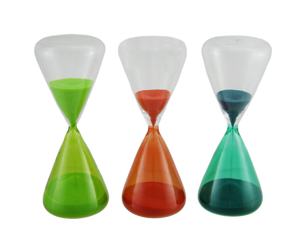 Scratch & Dent 3 Piece Colored Glass & Sand Hourglass Set In Gift Box