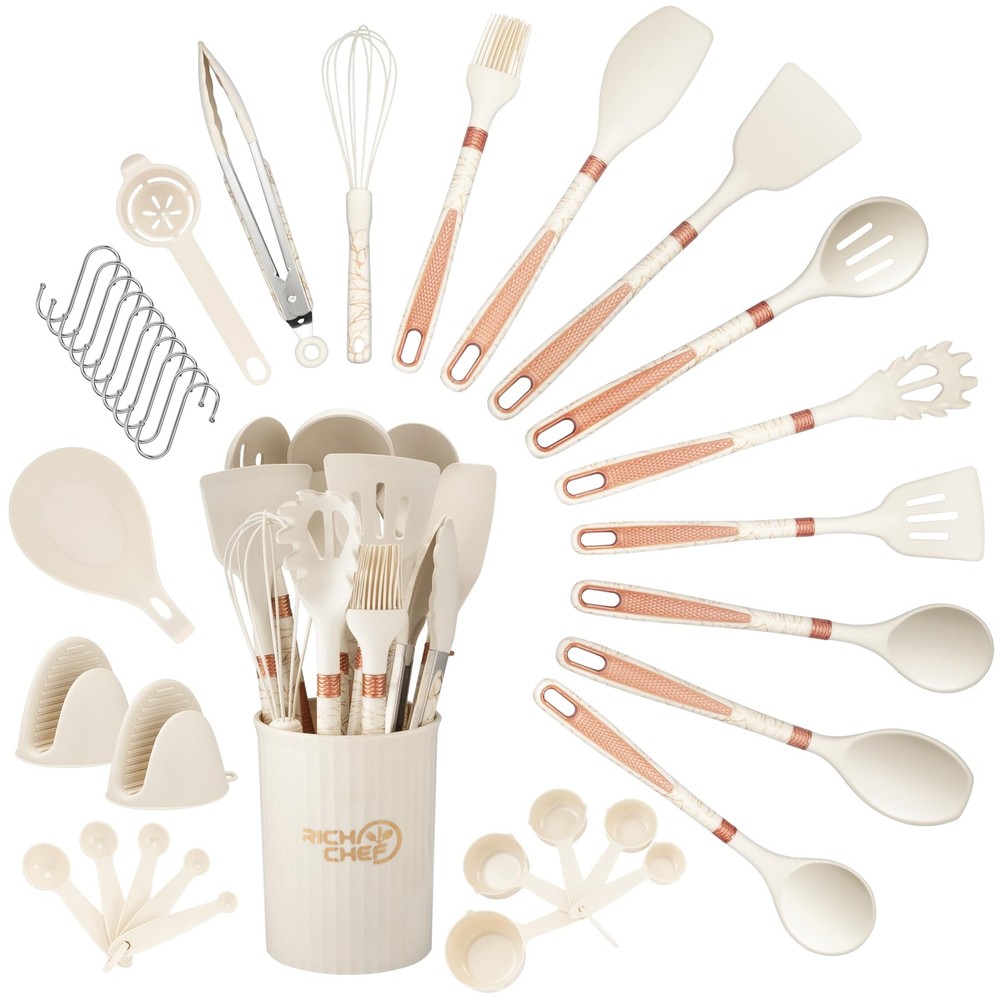 36 Pcs Silicone Cooking Utensils Set - 446°F Heat Resistant Kitchen Utensils,...