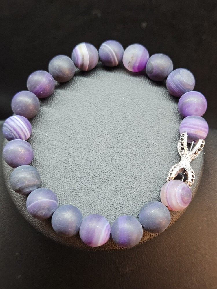 Natural Stone Purple Agate Stretchable Bracelet, Free Shipping!