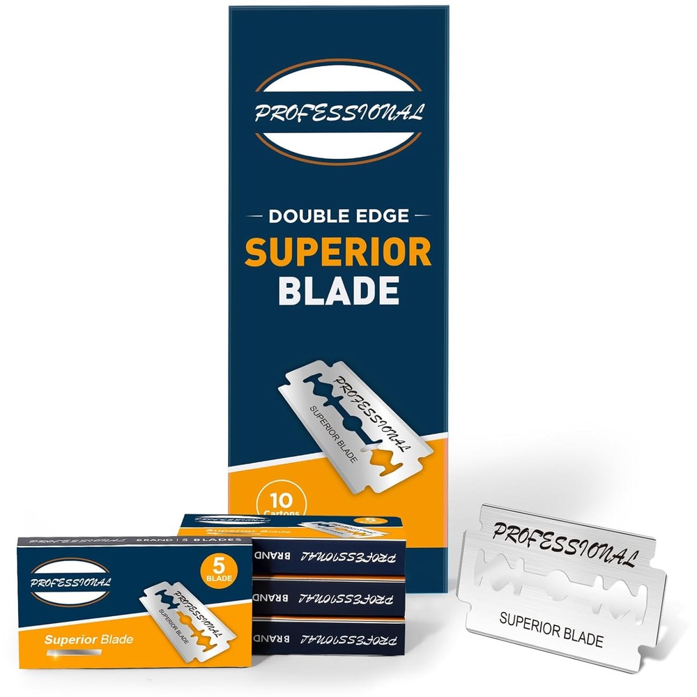 Double Edge Razor Blades,50 Count Safety Blades for Men and...