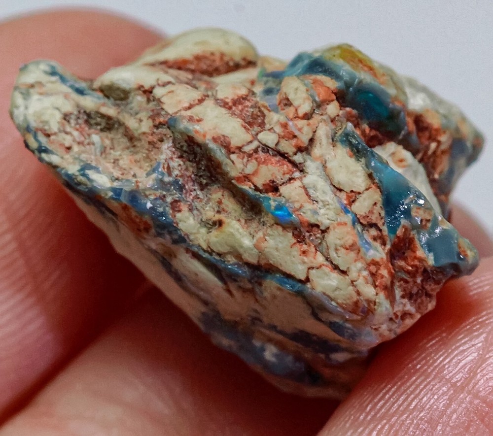 19Ct Natural Australian Lightning Ridge Black Opal Nugget Facet Rough YPW5062