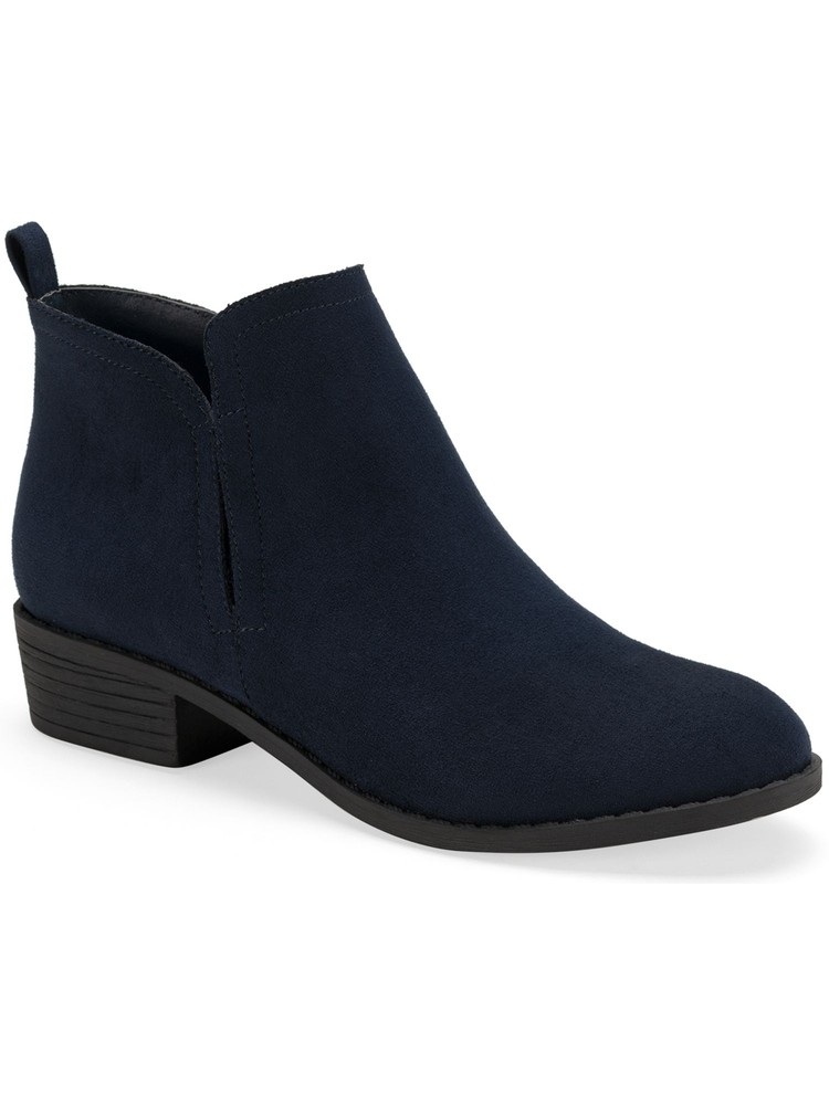 SUN STONE Womens Navy Back Pull-Tab Cadee Round Toe Block Heel Booties 5 M