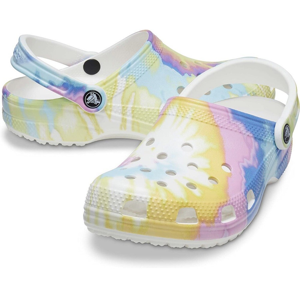 Crocs Classic Clog Tie Die Multi Blue Yellow White Men’s Size 10 - Women’s 12