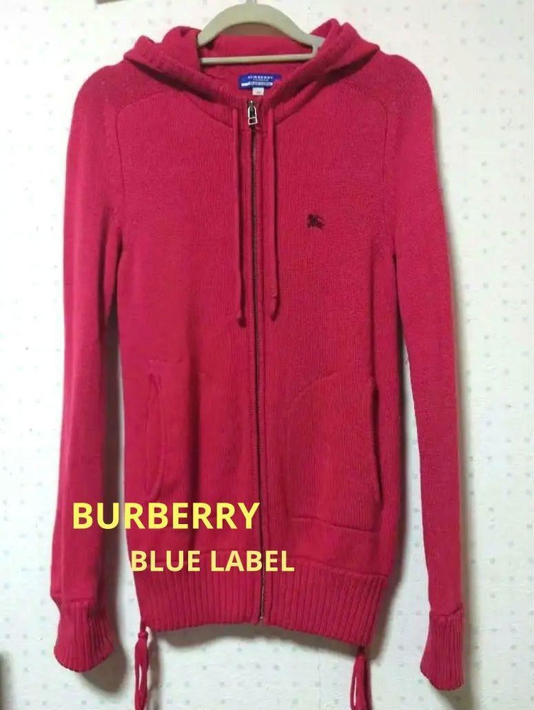 Burberry Blue Label Pink Knit Zip-Up Hoodie Size M 38 Used