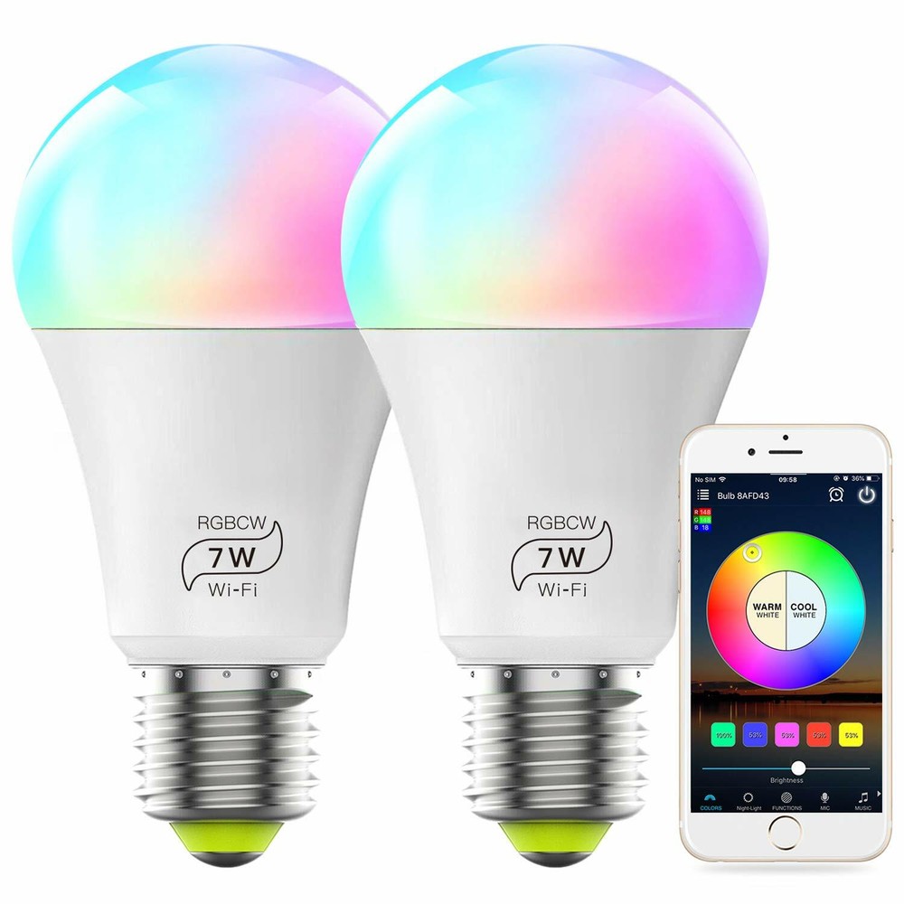 MagicLight Smart Light Bulb, Color Changing, E26 7W (60w Equivalent) - 2 PACK