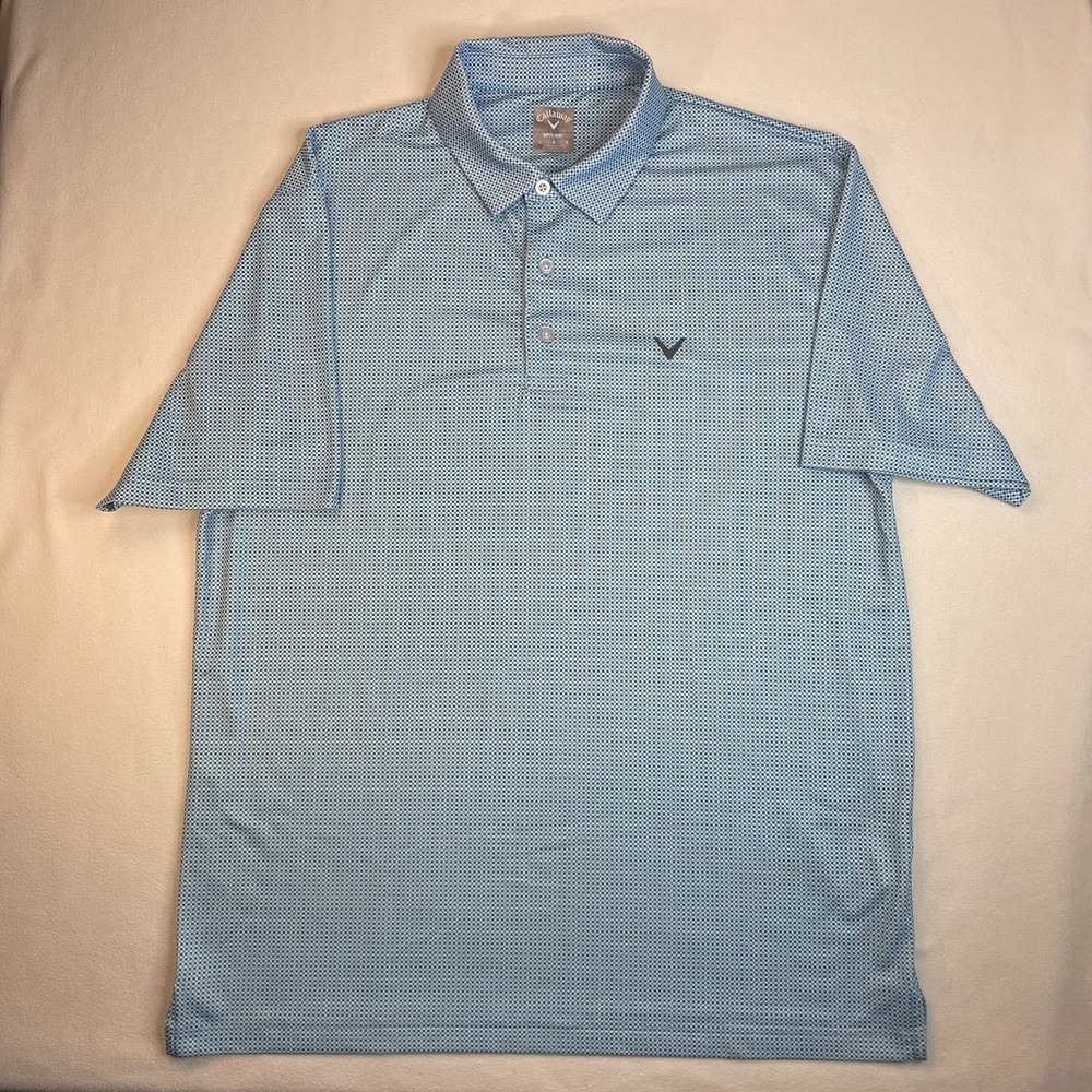 Callaway Shirt Men's LG Blue Square Opti-Dri performance golf Polo