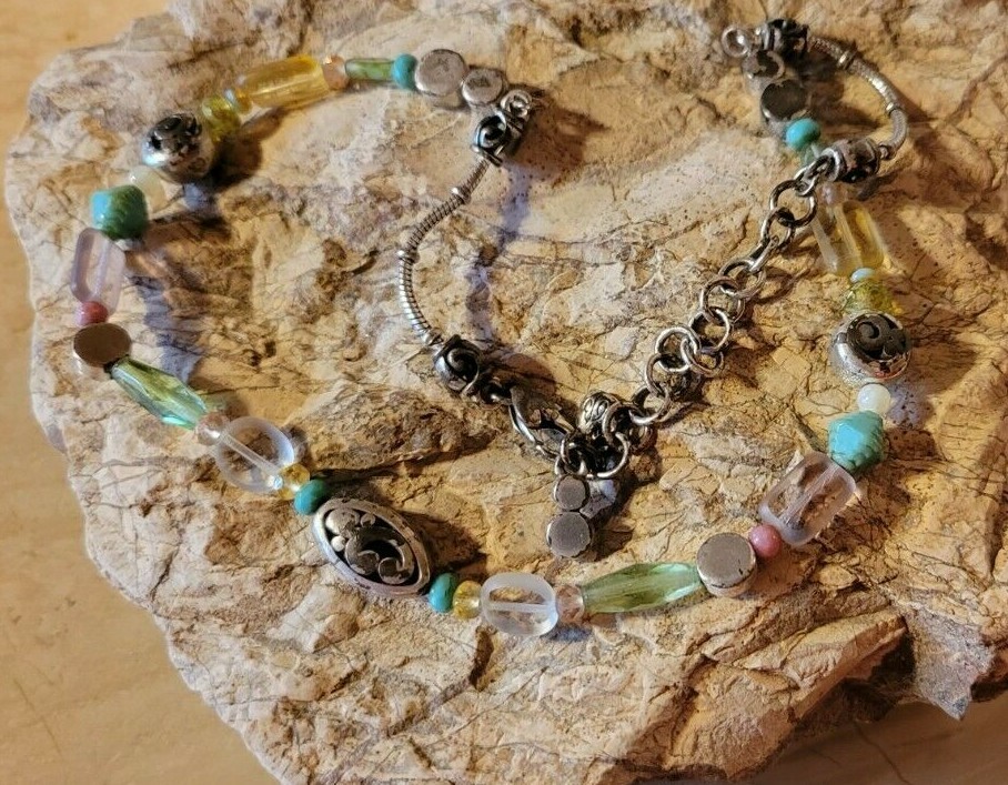 Brighton Retired Contempo Chroma Bead Chain Necklace Silver Tone 19 Inch