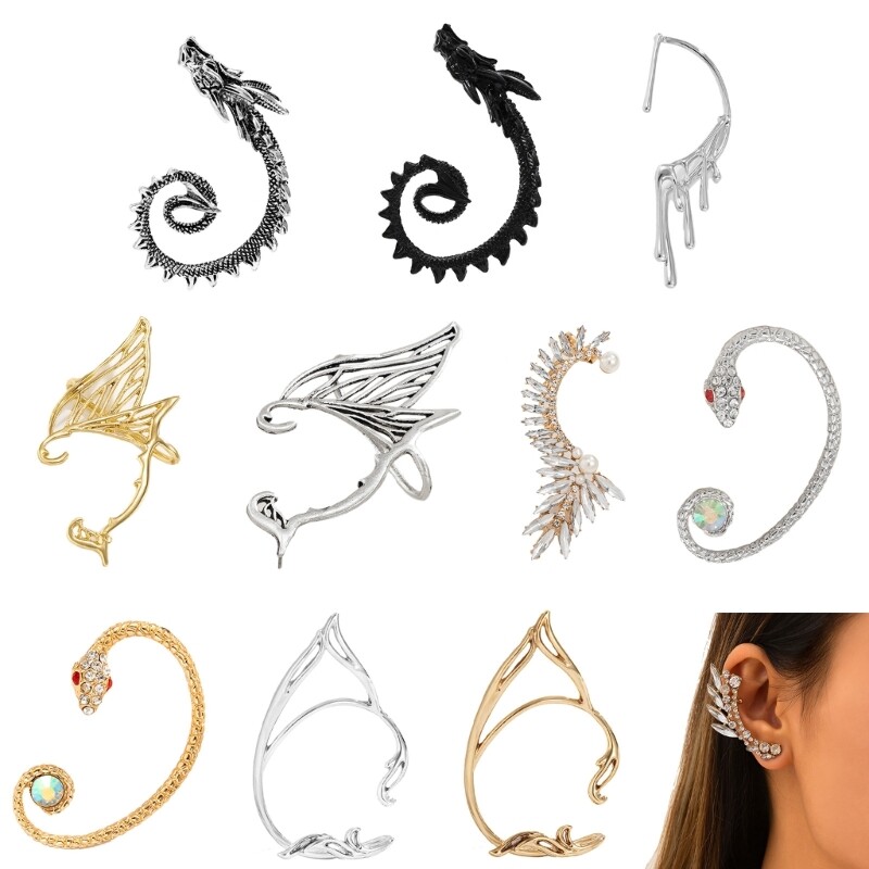 Punk Fairy Ear Cuffs Goth Dark Retro Clip Earrings For Women