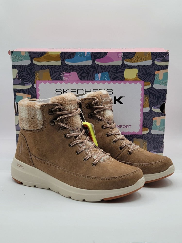 NEW Skechers Go Walk Boots Glacial Ultra Timber Tan Womens Timber Shoes Size 7