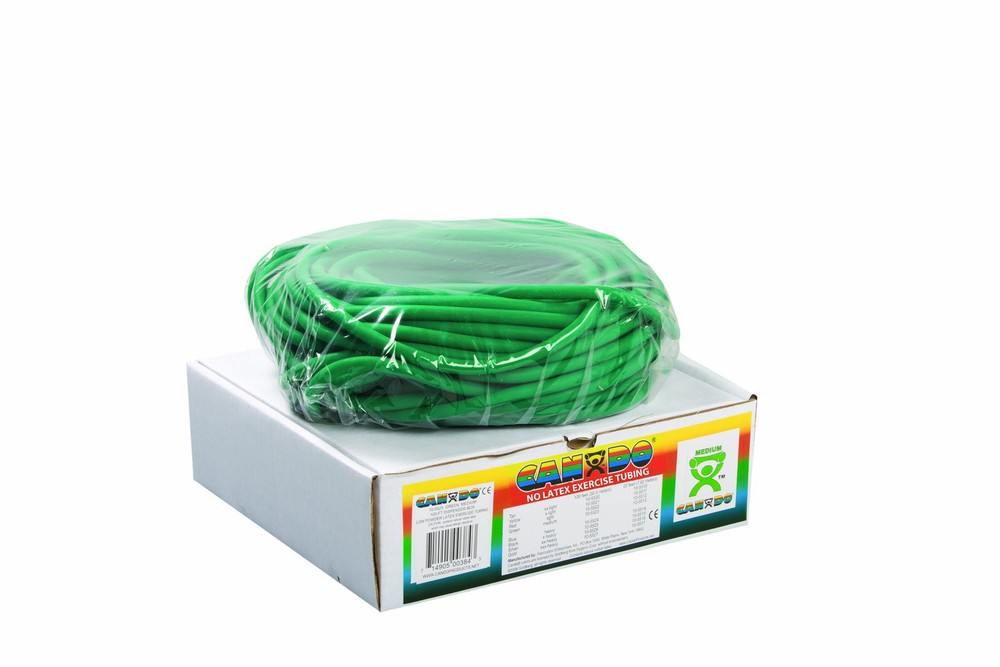 Green Latex-Free Medium Resistance Exercise Tubing 100 Feet Long