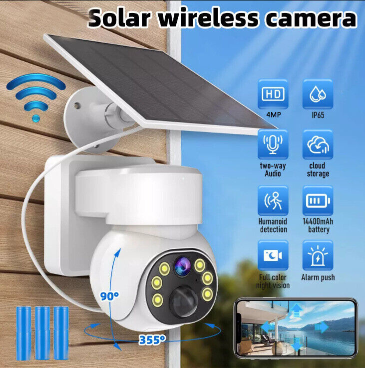 ICSEE Outdoor Solar Security Camera 360° PTZ Wireless Wifi Home Battery CCTV