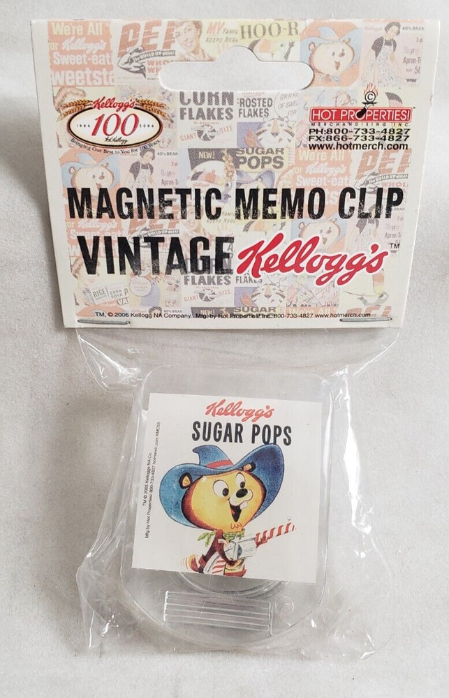 Kellogg's Cereal Sugar Pops Magnetic Memo Clip Magnet New in package