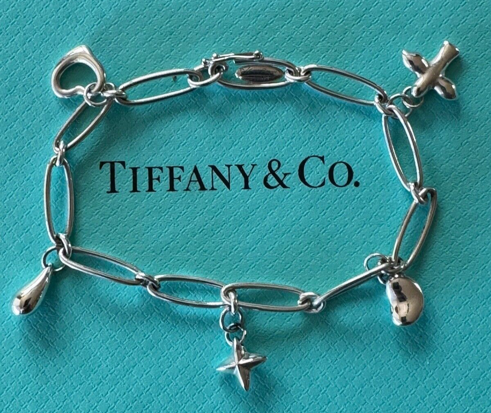 Tiffany & Co.  Elsa Peretti Paperclip Charm Bracelet Sterling Silver 925
