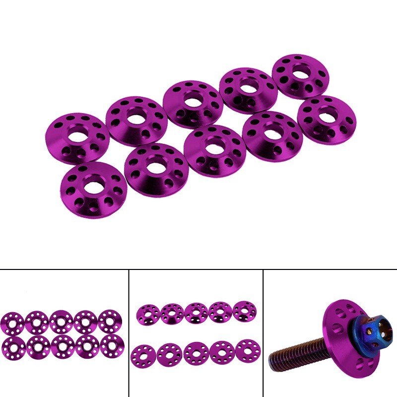 JDM Purple Aluminum Fender Washers 10Pc Engine Dress Up Kit-image
