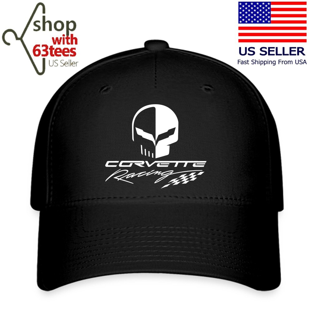 Corvette Racing Skull Adjustable Baseball Cap Sizes S/M L/XL