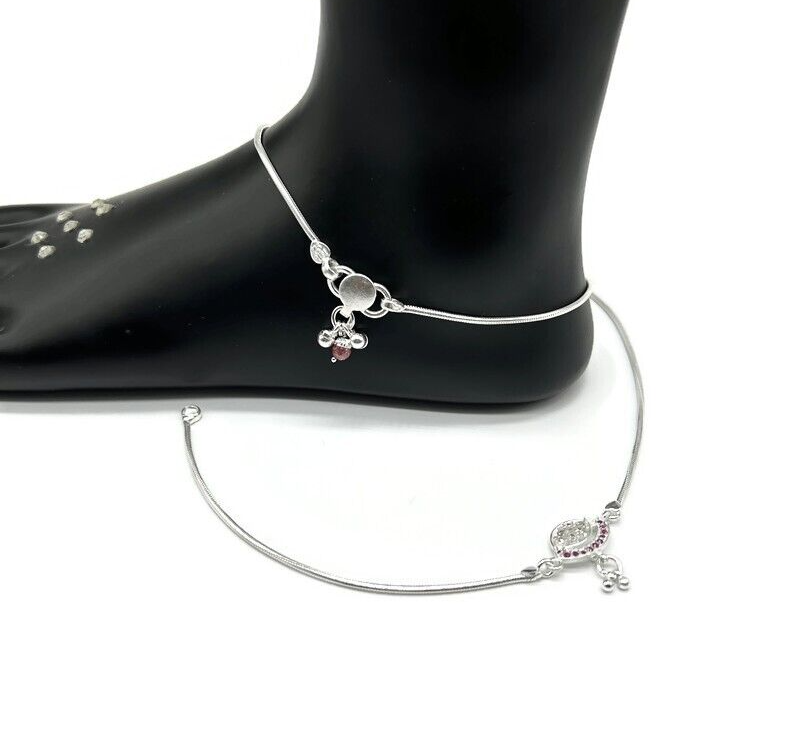 925 Sterling Silver Women's Anklet Elegant Payal Design-image