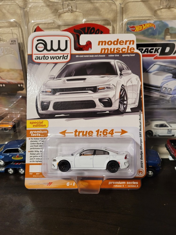 Auto World 2021 Dodge Charger SRT Hellcat Redeye White Knuckle Diecast Model