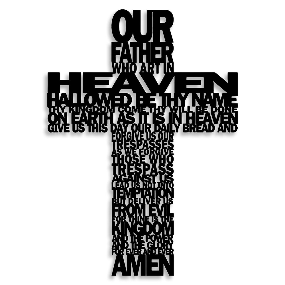 Metal Cross Wall Decor - Rustic Farmhouse Decor Black Prayer Text Cross Wall ...