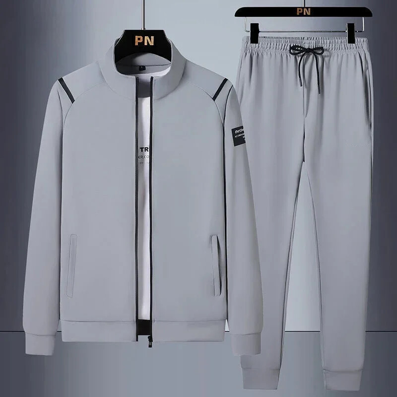 Men's Sportswear Casual Set - Zippered Cardigan Jacket & Athletic Pants