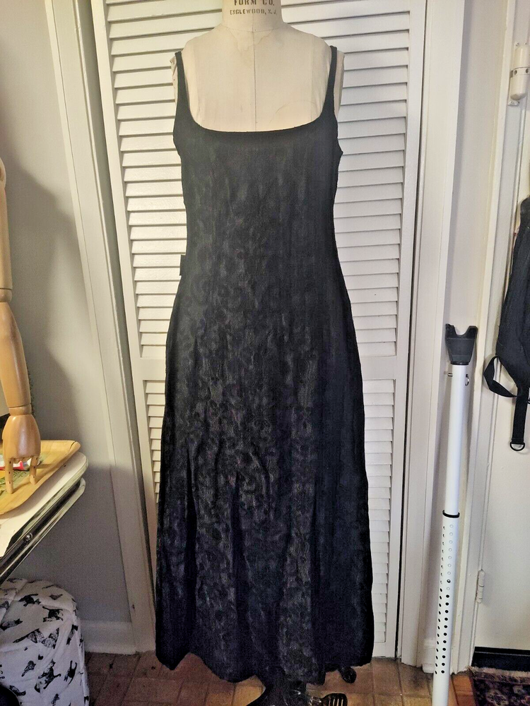 Vintage Sarah Pacini Black Brocade Midi Maxi Dress Goth 2 Medium