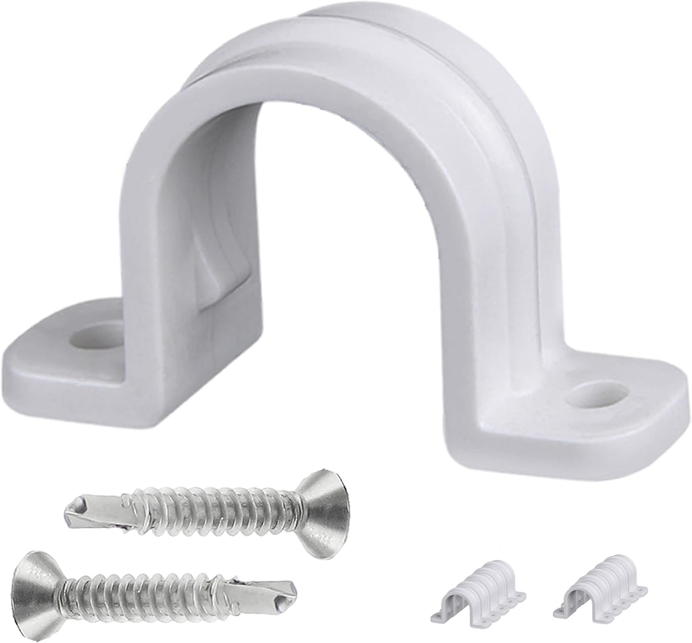 10-Pack 1/2-Inch PVC Pipe Clamps - 20mm Plastic Strap Clips with 2 Holes