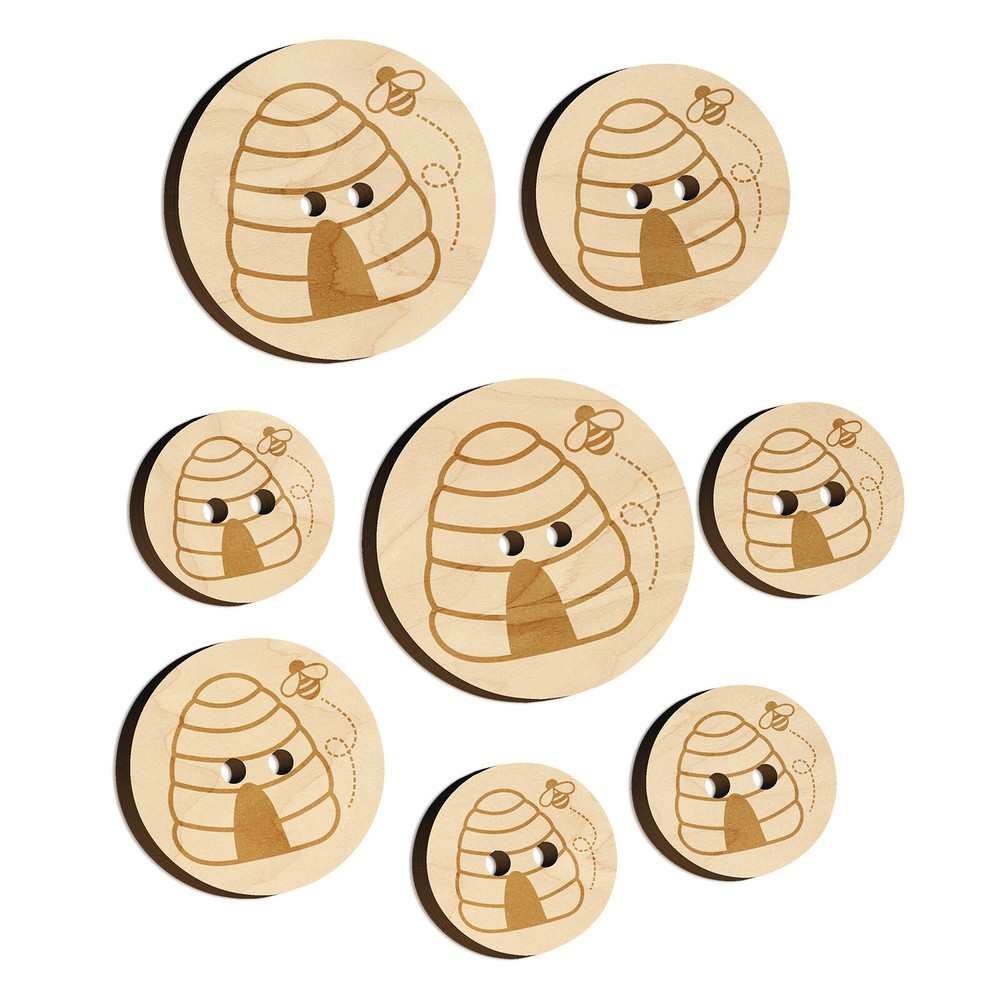 Bee Hive with Bee Wood Buttons for Sewing Knitting Crochet DIY Craft
