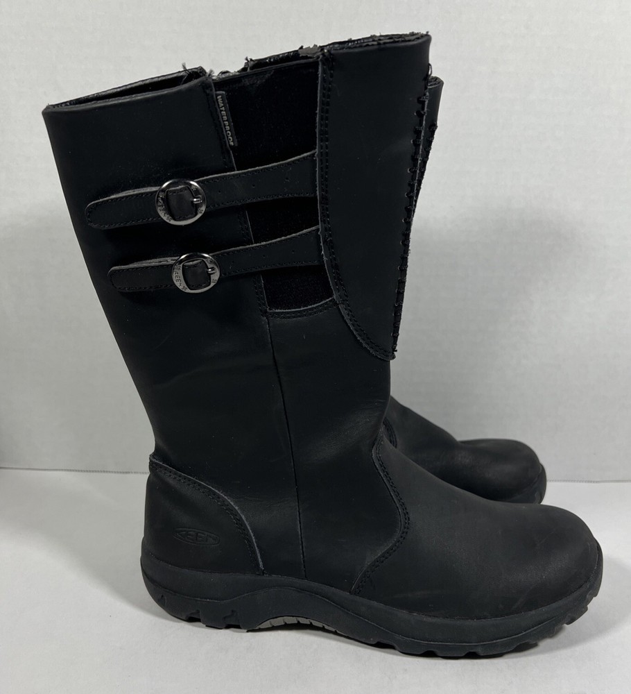 KEEN Bern Baby Bern Boots Womens 5 Black Leather Buckle Winter Side Zip *READ*