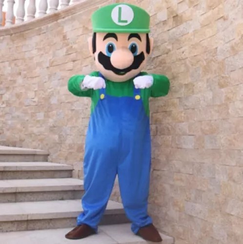 Super Mario Mascot Costume Cosplay Party Fancy Dress Brothers Suits Adult Green